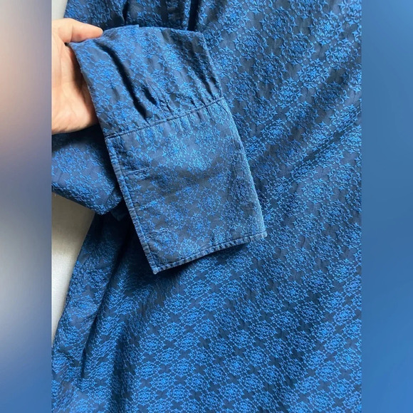 Ted Baker Archive blue paisley button down collar flip cuff shirt Sz 17 - Picture 4 of 9